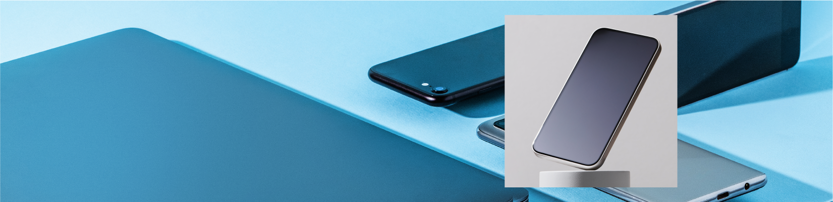 Cell phone with a blue abstract background
