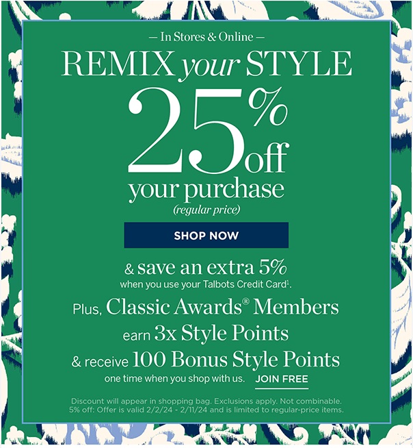 Talbots REMIX your STYLE – 25% OFF icon
