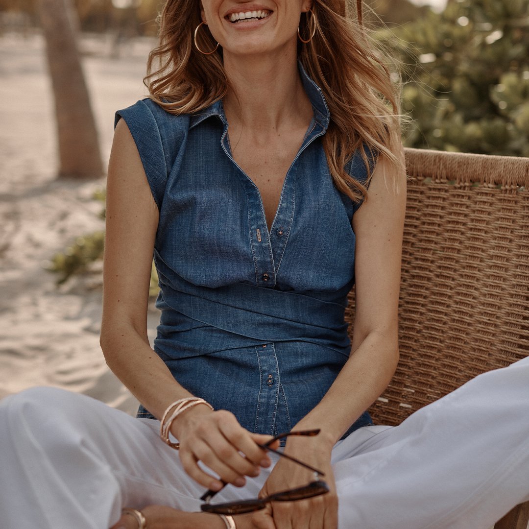 WHBM white house black market jean vest