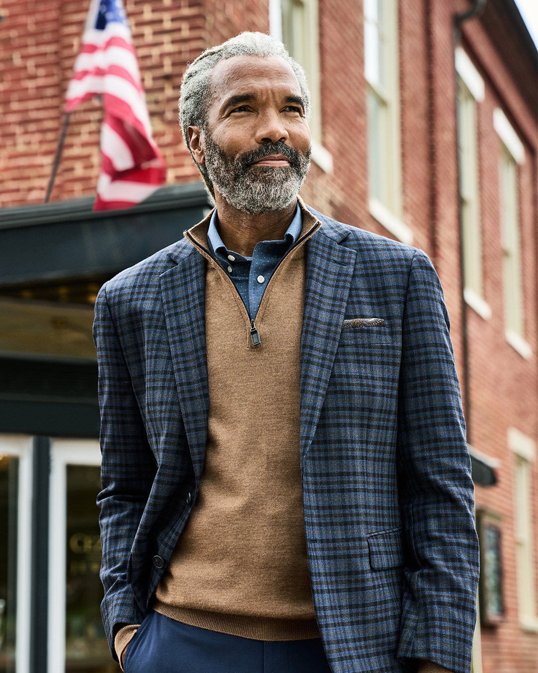 a model in a suit