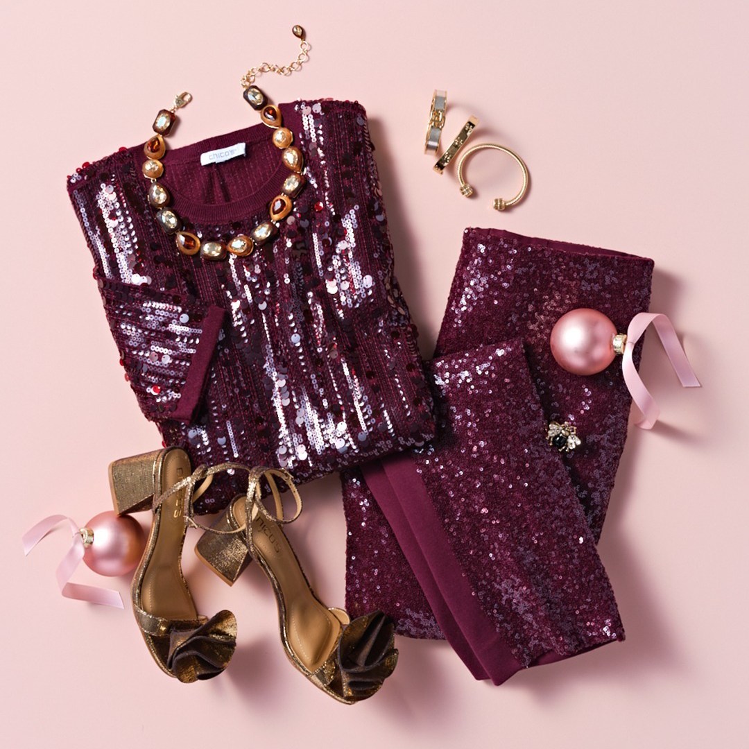 CHICO_S (1) Burgundy sequined outfit with accessories from Chico's