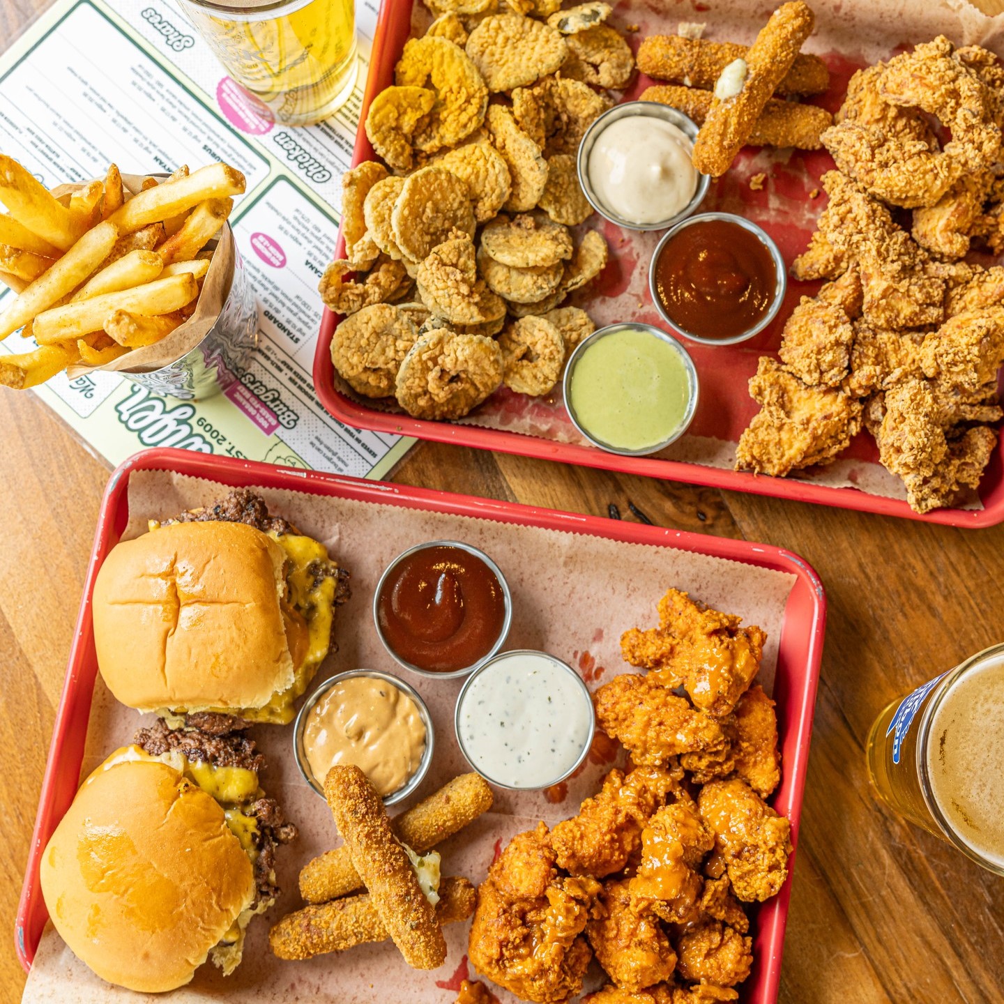 Bareburger burger and chicken platters